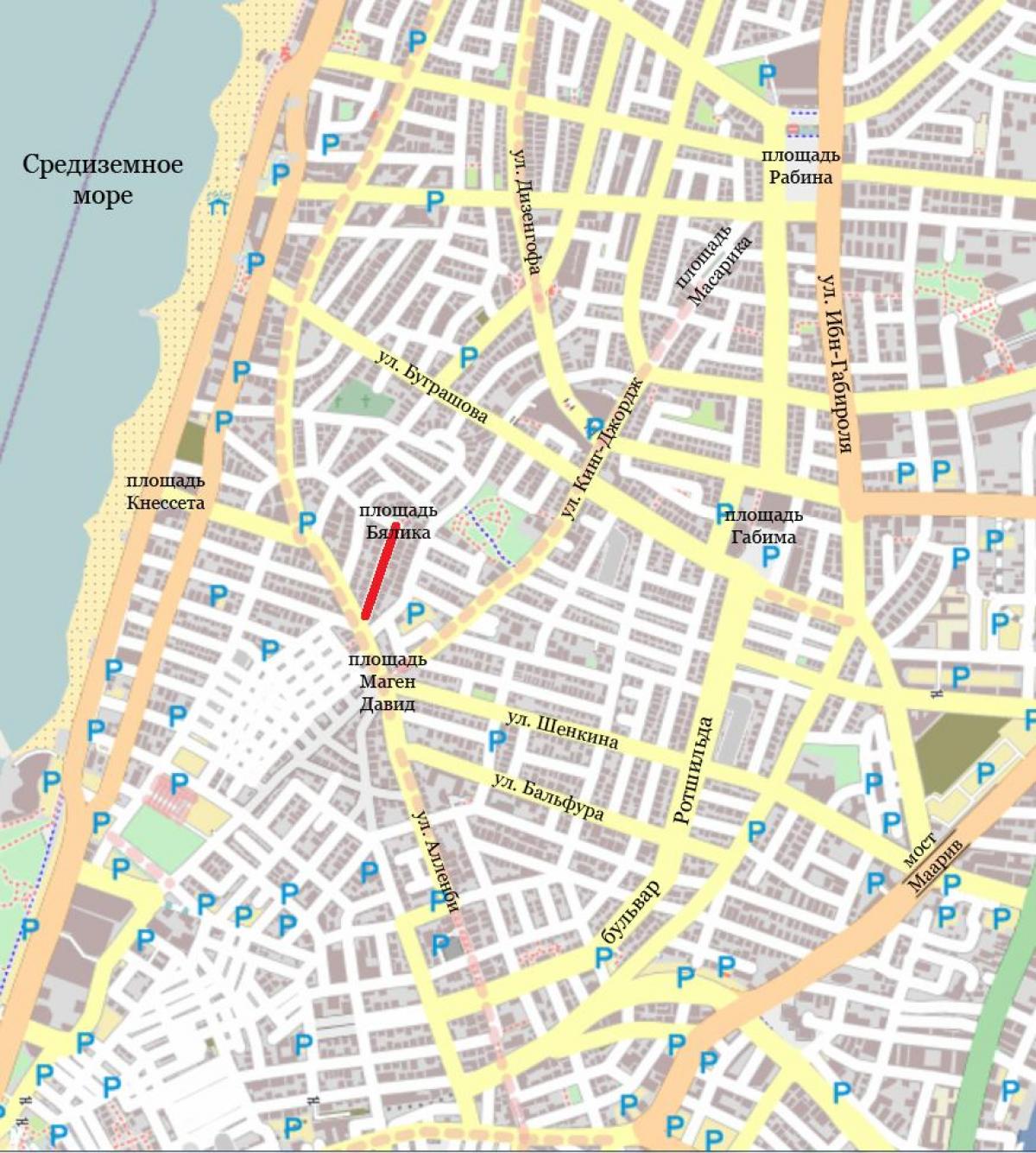 mapa de calle de Tel Aviv, israel