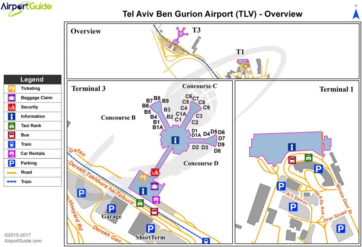 ben gurion aeropuerto terminal 1 mapa