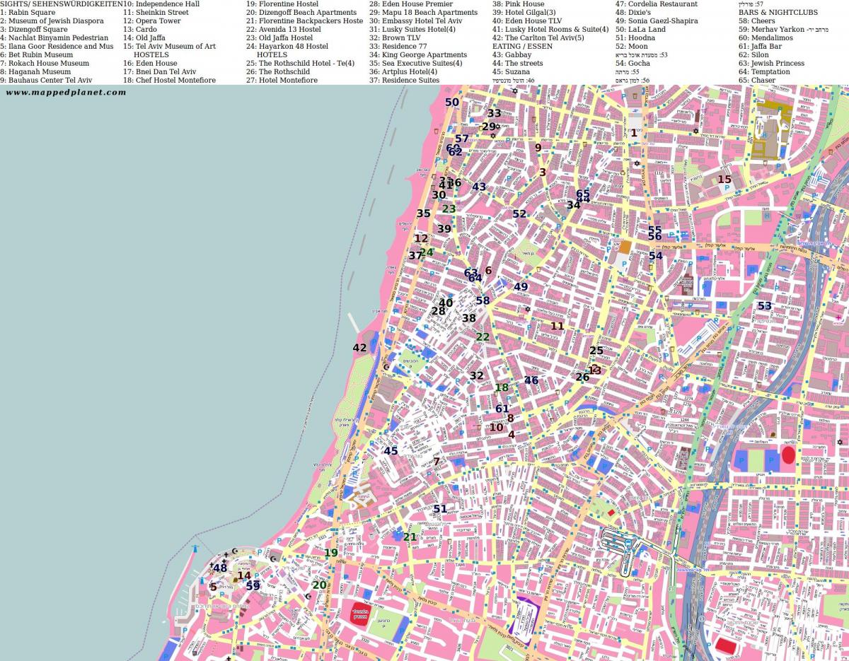 mapa de calle shenkin Tel Aviv
