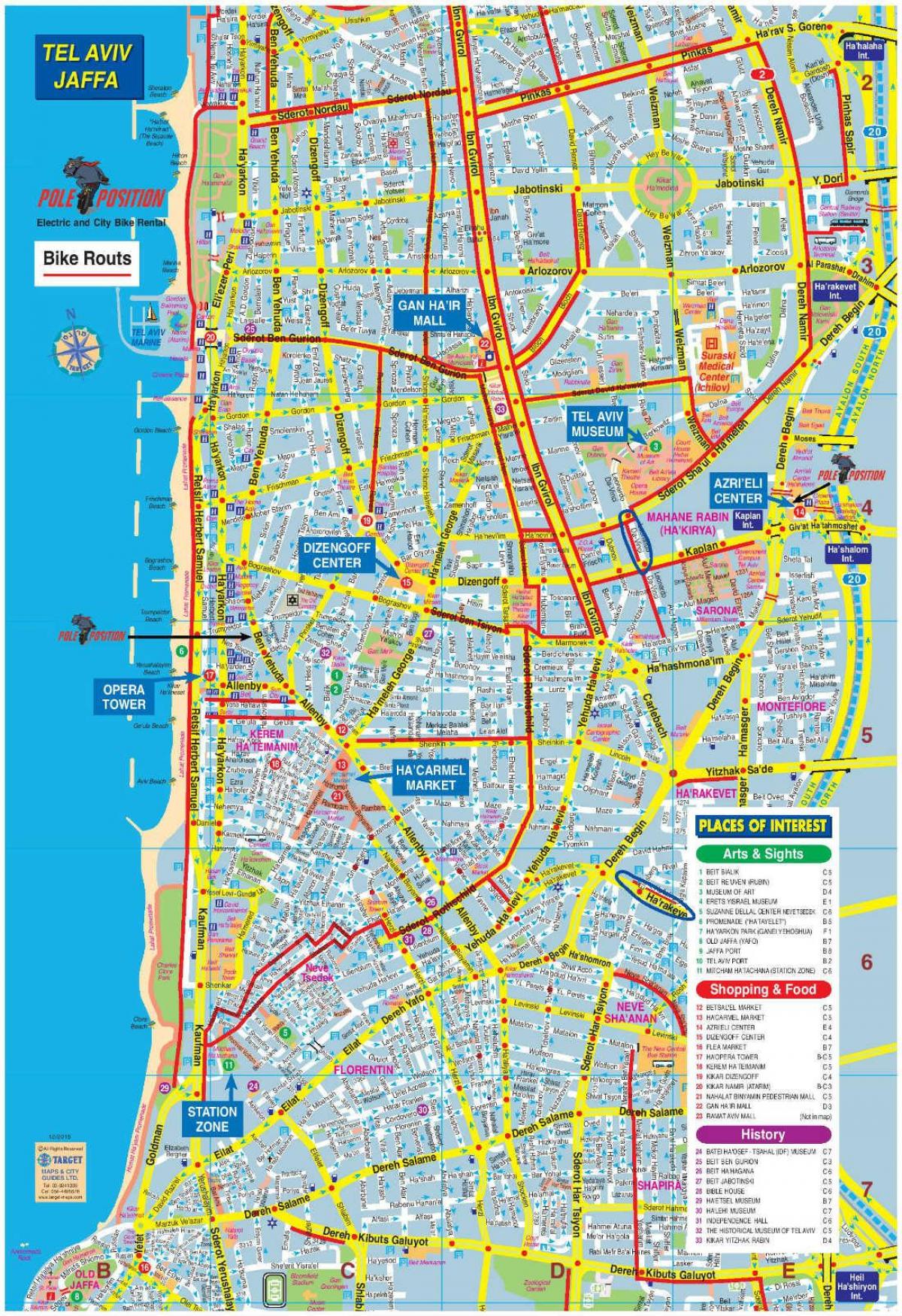 mapa de Tel Aviv en bicicleta