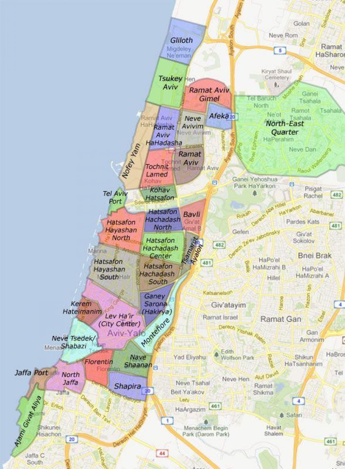 Tel Aviv barrios mapa