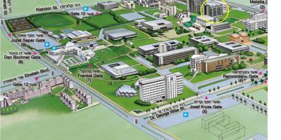 Universidad de Tel Aviv en el mapa del campus de